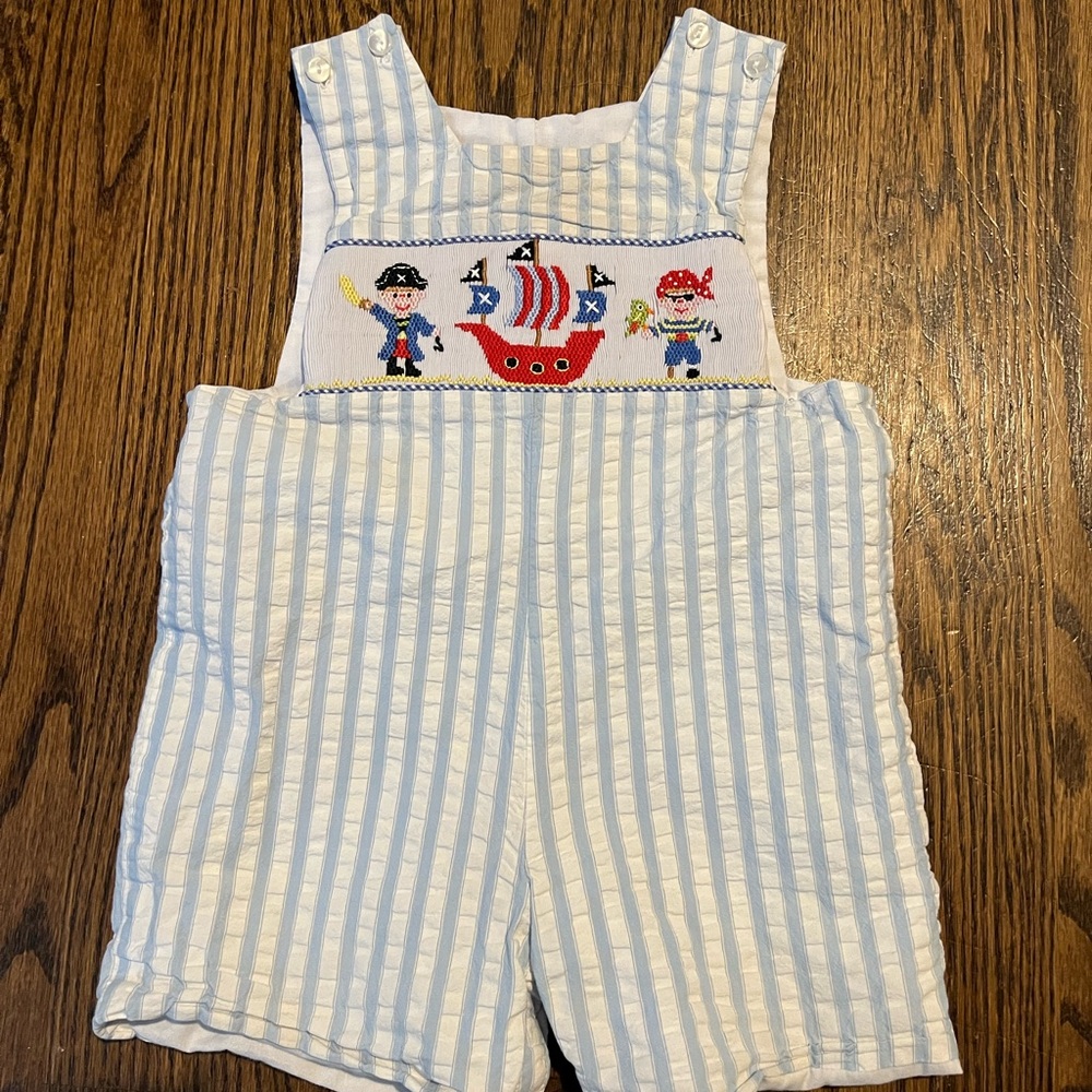Blue and White Striped Nautical Overalls